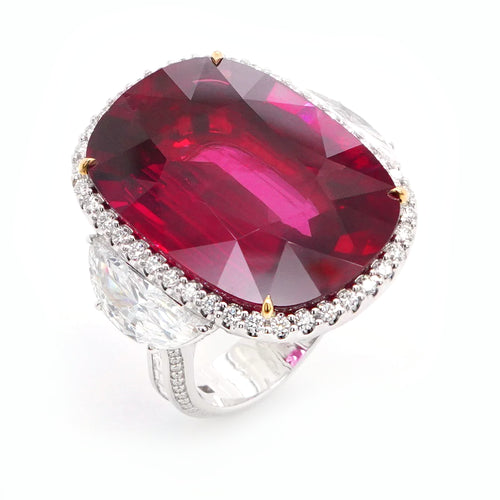 32.35 cts Cushion Ruby with Diamond Ring (ENQUIRE)