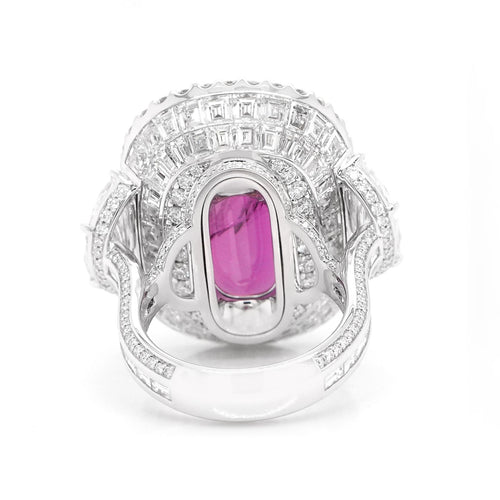 RR-24007-32.35 cts Cushion Ruby with Diamond Ring (ENQUIRE)