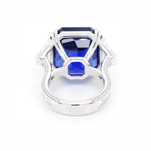 RS-24009-33.56 cts Blue Sapphire with Diamond Ring (ENQUIRE)