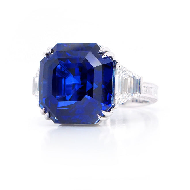 RS-24009-33.56 cts Blue Sapphire with Diamond Ring (ENQUIRE)