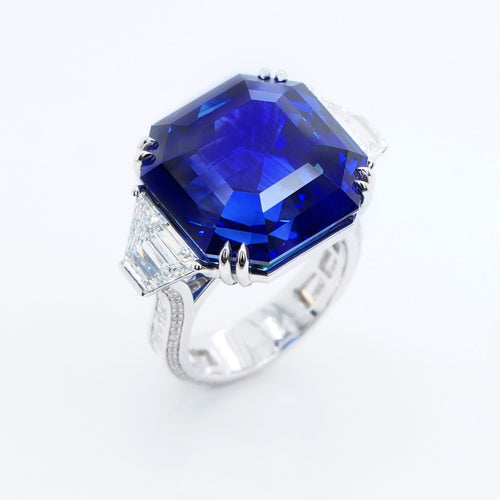 RS-24009-33.56 cts Blue Sapphire with Diamond Ring (ENQUIRE)