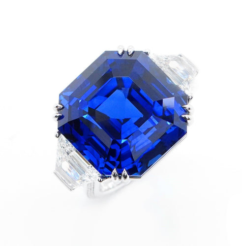 RS-24009-33.56 cts Blue Sapphire with Diamond Ring (ENQUIRE)