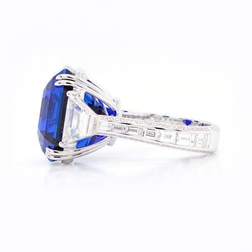 RS-24009-33.56 cts Blue Sapphire with Diamond Ring (ENQUIRE)