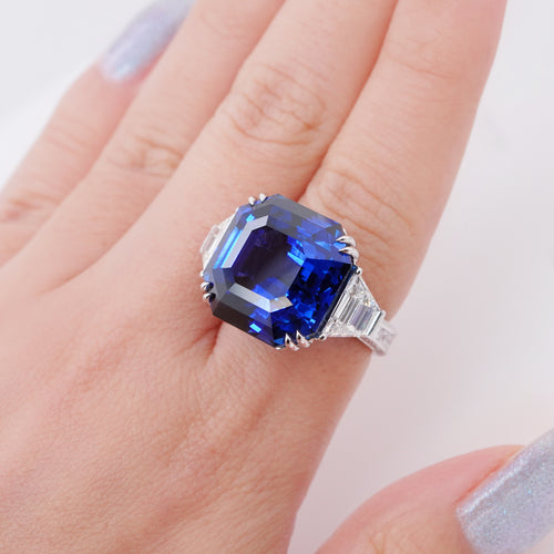 RS-24009-33.56 cts Blue Sapphire with Diamond Ring (ENQUIRE)