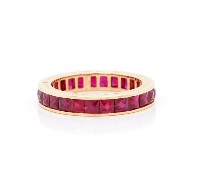 3.10 cts French Cut Ruby with Diamond Eternity Ring
