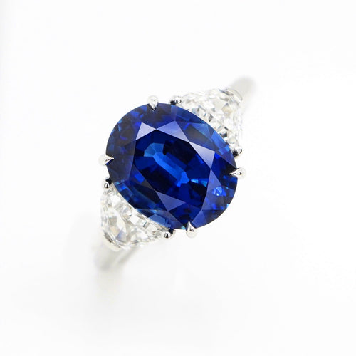 4.305 cts  Blue Sapphire with Diamond Ring
