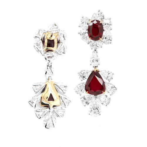 9.05 cts Unheated Ruby and Diamond Earrings (ENQUIRE)