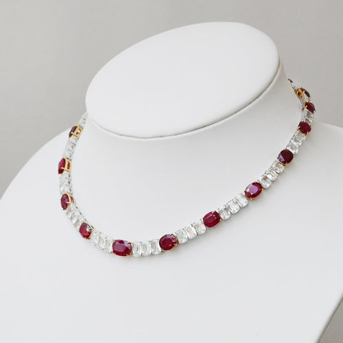 42.10 cts Oval Ruby with Diamond Necklace (ENQUIRE)