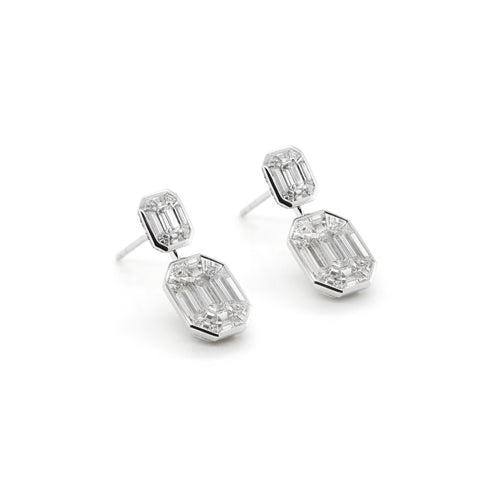 1.12 / 1.08 / 0.66 cts Pie Cut Diamond Earrings