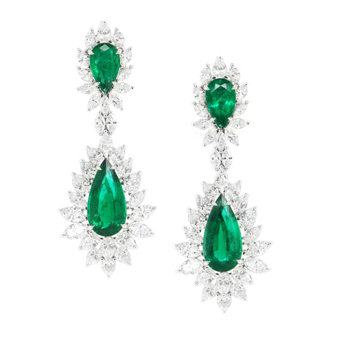 10.56 cts Emerald With Diamond Earrings