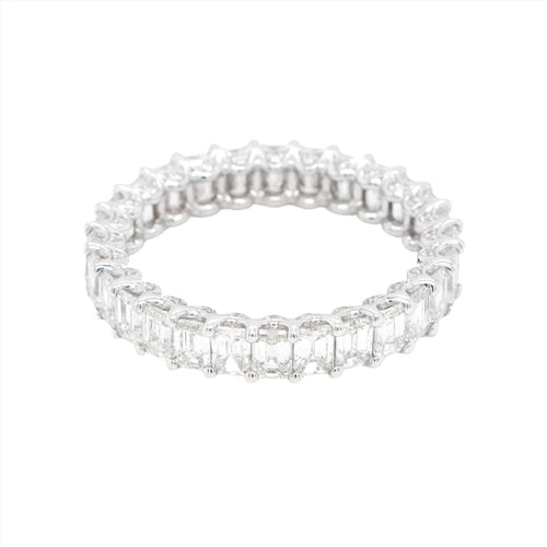 2.78 cts White Emerald-cut Diamond with White Diamond Pavé Eternity Ring