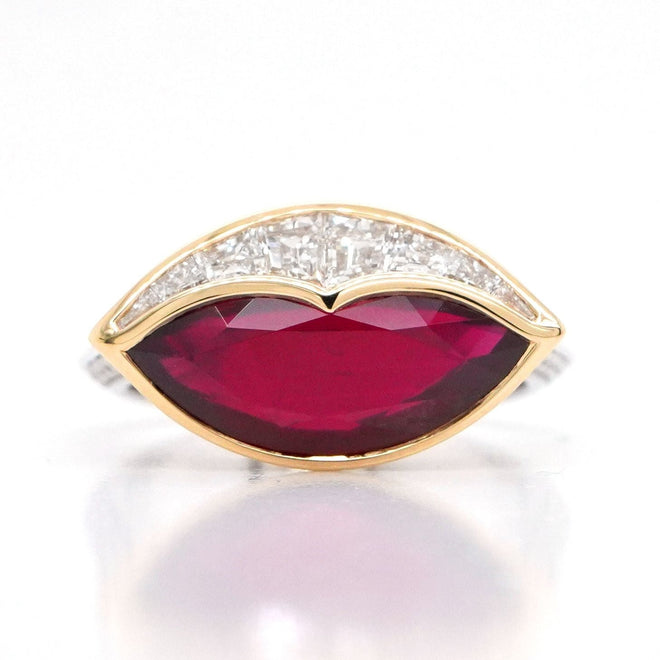 4.013 cts Heart Shape Ruby with Diamond Ring