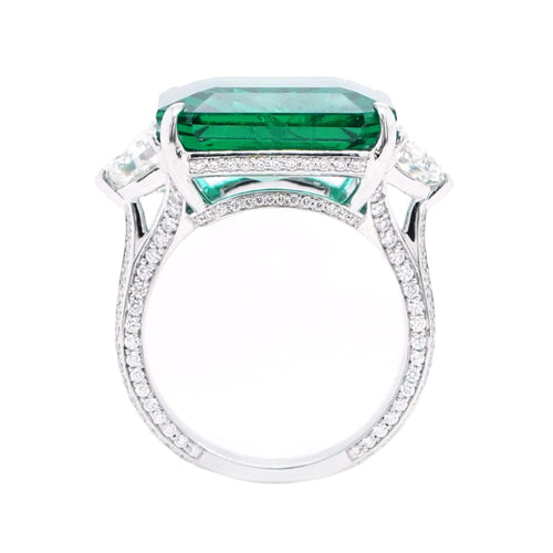 13.627 cts Octagon Emerald with Diamond Ring (ENQUIRE)