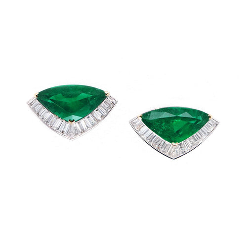 7.337 / 6.880 cts Fancy Emerald with Diamond Earrings (ENQUIRE)