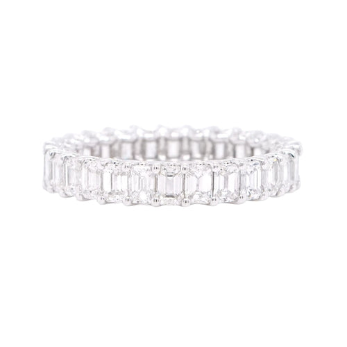 2.78 cts White Emerald-cut Diamond with White Diamond Pavé Eternity Ring