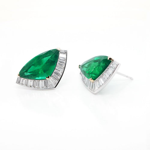 7.337 / 6.880 cts Fancy Emerald with Diamond Earrings (ENQUIRE)