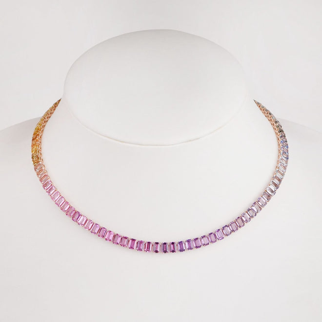 70.62 cts Unheated Fancy Sapphire Tennis Necklace (ENQUIRE)