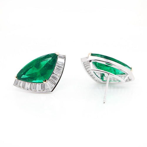 7.337 / 6.880 cts Fancy Emerald with Diamond Earrings (ENQUIRE)