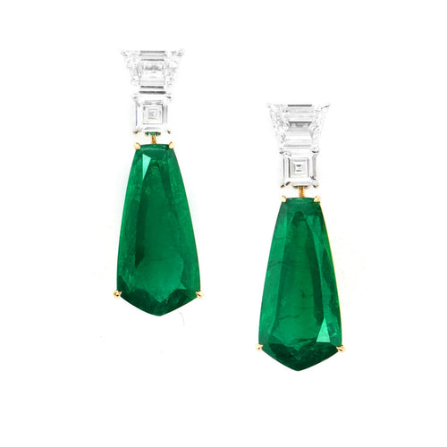 9.975 / 9.841 cts Emerald with Diamond Earrings (ENQUIRE)