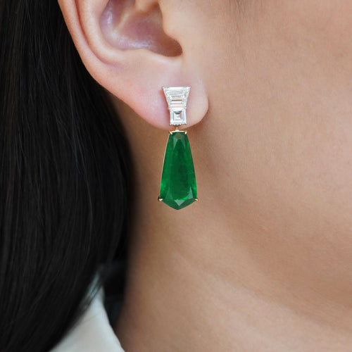 9.975 / 9.841 cts Emerald with Diamond Earrings (ENQUIRE)