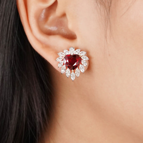 4.838 / 4.693 cts Ruby with Diamond Earrings