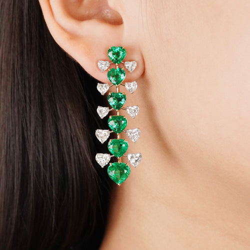 12.645 / 5.98 cts Emerald with Diamond Earrings