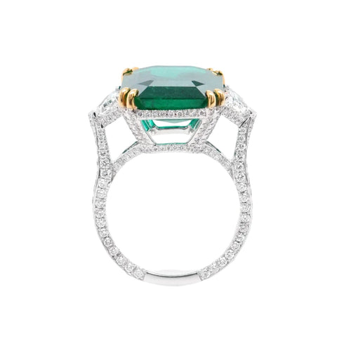 9.453 cts Octagon Emerald with Diamond Ring (ENQUIRE)