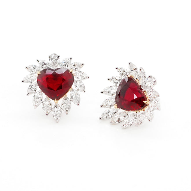 4.838 / 4.693 cts Ruby with Diamond Earrings